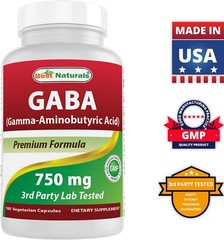3 Pack Best Naturals Gaba 750 mg 100 Veggie Caps