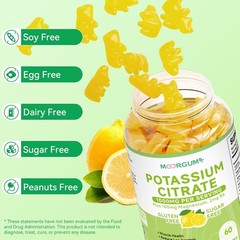 Potassium Citrate 1000mg Gummies, Potassium Supplement for Adults Women and Men,