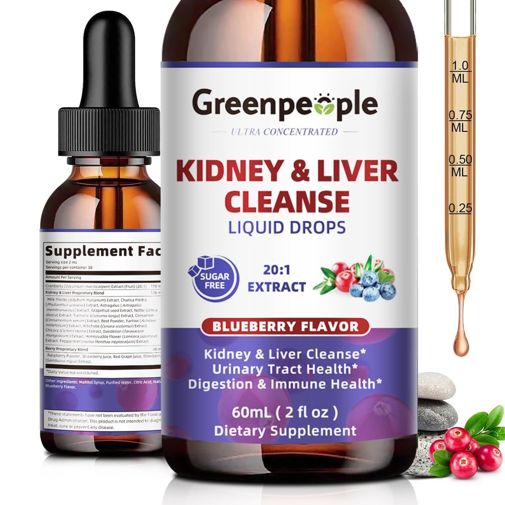 Kidney Cleanse Detox Drops 2 Oz – 27-In-1 Alcohol-Free Herbal Support – Urinary