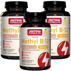 Jarrow Methyl B-12 (1000 mcg) Lemon 100 tabs Each (Pack of 3)