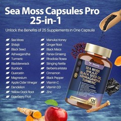 25-In-1 Sea Moss Black Seed Oil Ashwagandha Ginger Shilajit Supplement 18525Mg,