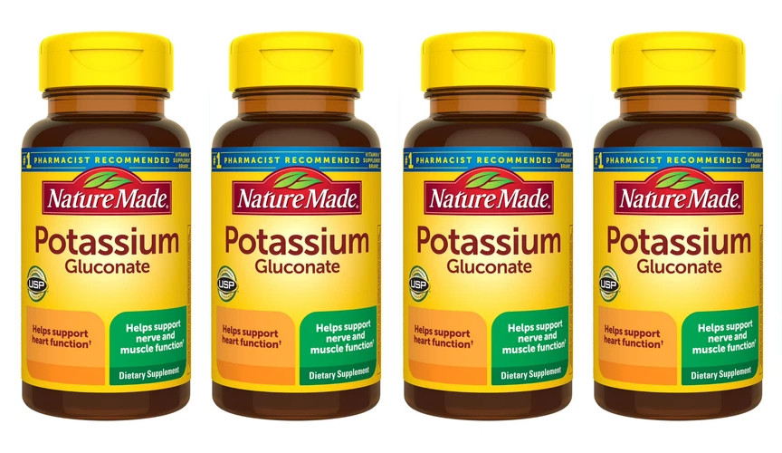 Pack 4 Potassium Gluconate Supplement, 550mg, 400 Tablets (4×100) Exp. 12/28