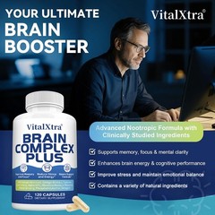 Brain Complex Plus Supplements Memory Focus Cognitive Support 30-120 Capsules