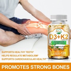 Vitamin D3 with K2 D3 5000IU & K2 200mcg High Strength 10/60/120 Vegan Capsules