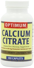 Optimum Calcium Citrate Dietary Supplement Caplets Supports Bone Health 180 Each