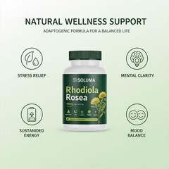 2 Set Soluma Rhodiola Rosea, 400mg Per Serving With Bioperine, 60 Capsules