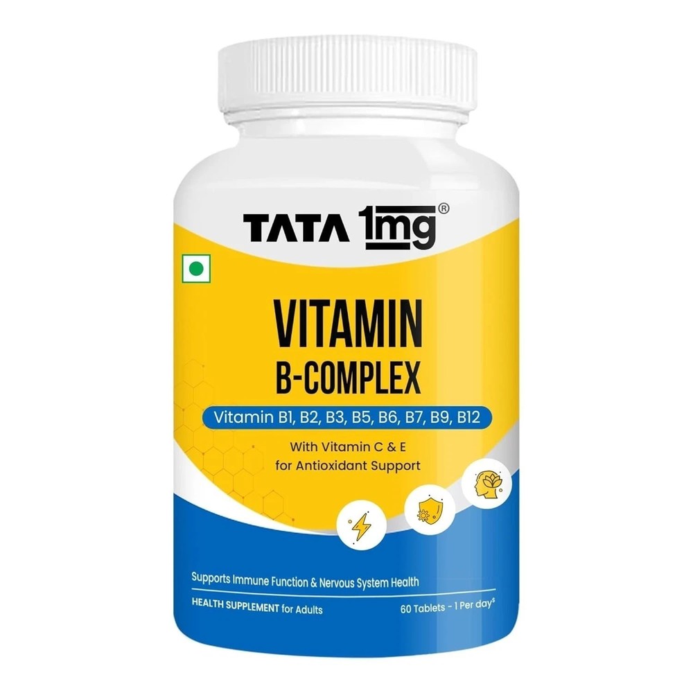 Tata 1mg Vitamin B Complex Capsules with, B1,B2,B3,B5,B6,Biotin (Pack of 60)