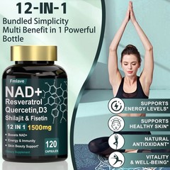 NAD + Boosting 1500mg Resveratrol, Quercetin Support Cellular Energy, Anti-aging