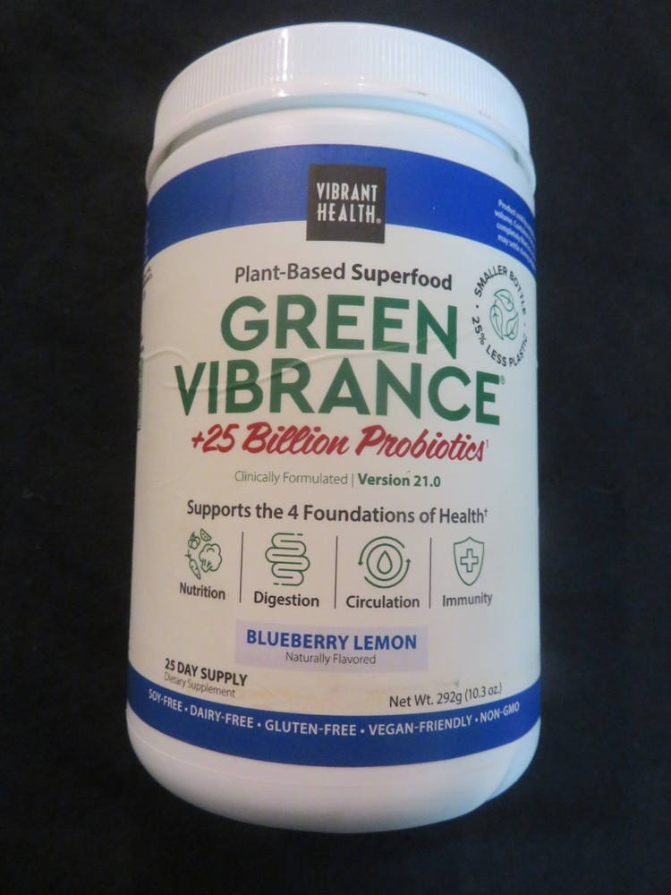 Vibrant Health Green Vibrance + 25 Billion Probiotics 10.3 Oz 25 Servings