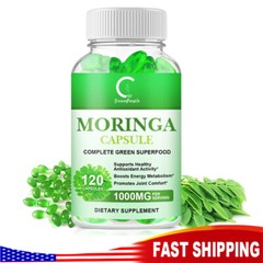 Moringa Leaf Organic Extract 1000mg Serving 100% Pure 120 Caps Immune Support