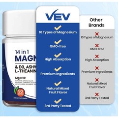 3PACK Magnesium Gummies 14-in-1 by VEV for Relaxation & Sleep