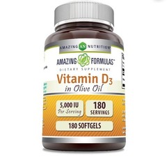 Amazing Formulas Dietary Supplement Vitamin D3 in Olive Oil – 180 Softgels