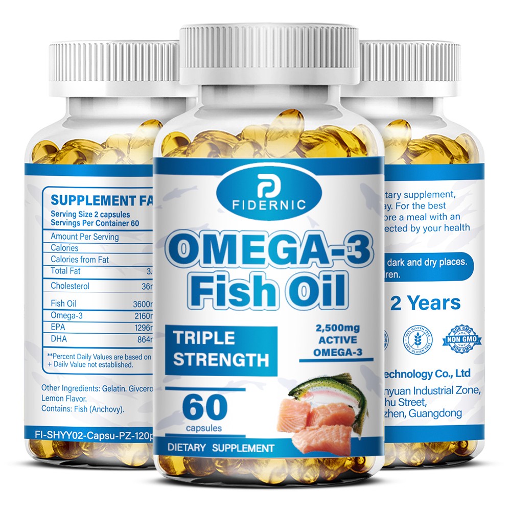 Triple Strength Omega-3 Fish Oil, 2500mg Support Heart, Brain & Joint Health