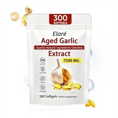 1-3X Elare Aged Garlic Extract, 7500mg Odorless | Heart & Immune, 300 Softgels