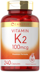 Vitamin K2 100mcg | K2 MK-4 | 240 Capsules | Non-GMO & Gluten Free | by Carlyle