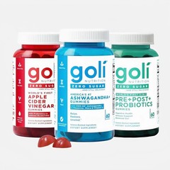 3 Bottles Goli Zero Sugar Best Seller Trio Set Gummies, 60 Counts Per Bottle-