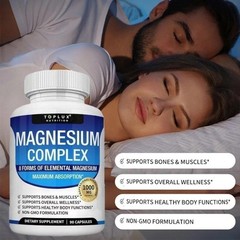 1Packs Toplux Nutrition Magnesium Complex 1000mg Supports 8 Elemental Magnesium