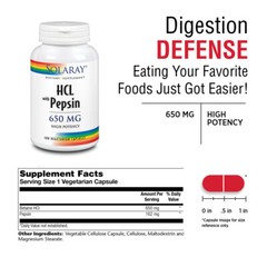 Solaray HCL with Pepsin — 650 mg – 100 Capsules