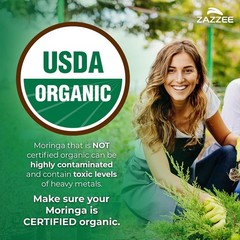 Zazzee USDA Organic Moringa Leaf 20:1 Extract, 180 180 Count (Pack of 1)