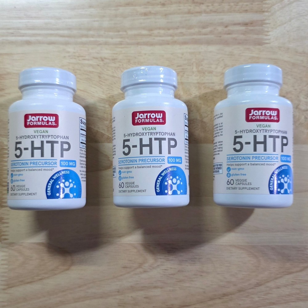 Jarrow Formulas 5-HTP, 100 mg, 60 Veggie Capsules – exp 06/2028 LOT OF 3 BOTTLES
