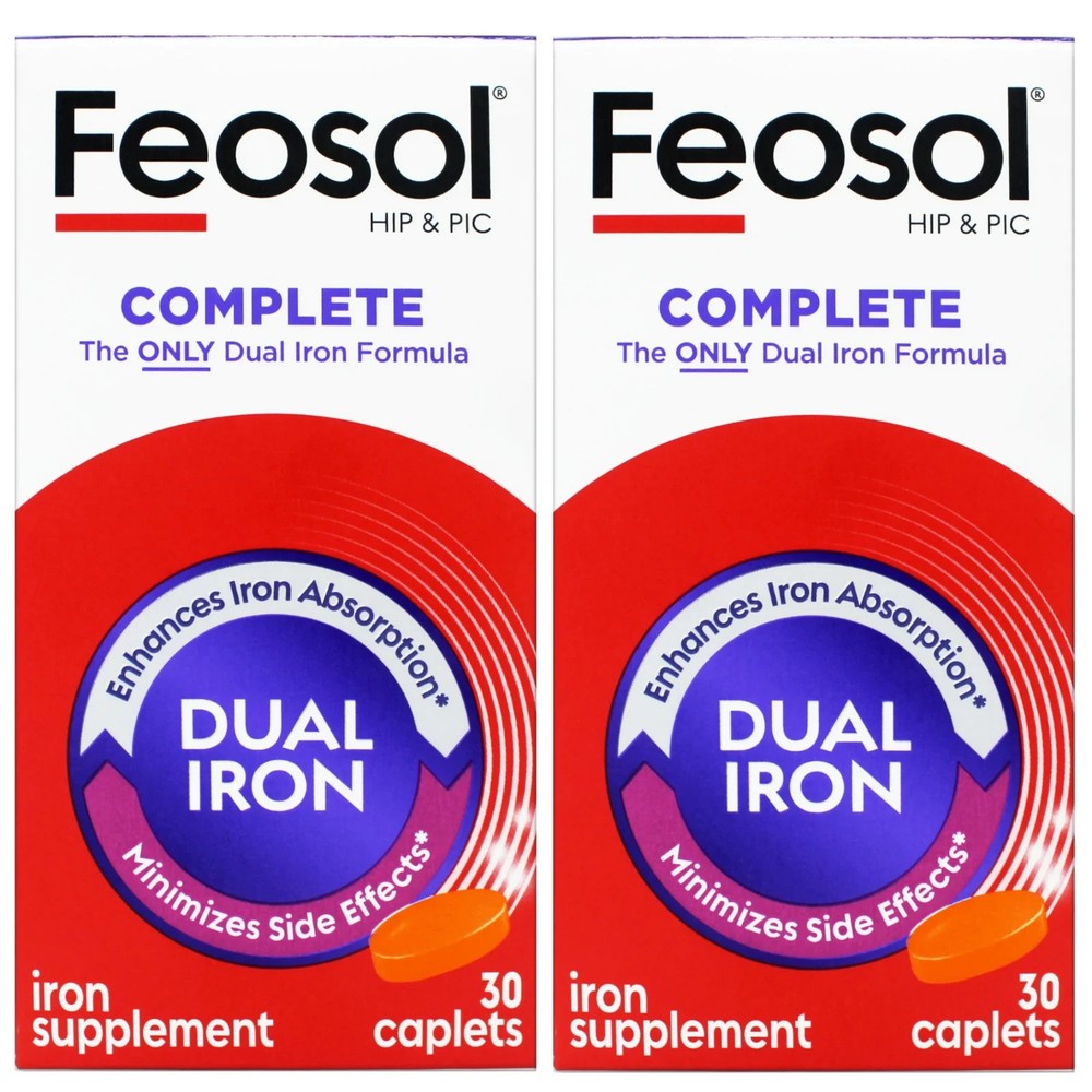 Feosol Complete with Bifera (28mg) 30 Caplets Each (Pack of 2)