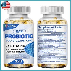Probiotics Digestive Enzymes 100 Billion CFU Potency Immune Health 120 Capsules