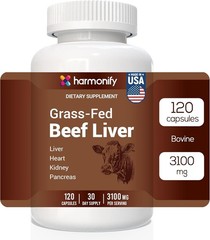 Bovine Grass Fed Desiccated Beef Liver Capsules – Made in USA – 120 capsules