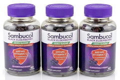 4x Sambucol Black Elderberry 600mg Vitamin C TRIPLE Immunity Gummies 60ct/Bottle