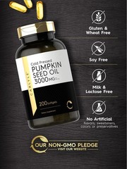 Pumpkin Seed Oil 3000mg Softgels | 200 Count | Cold Pressed, Non-GMO, Gluten Fre
