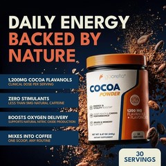 1200mg Cocoa Flavanols Supplement – Gluten-Free Natural Energy & Antioxidants