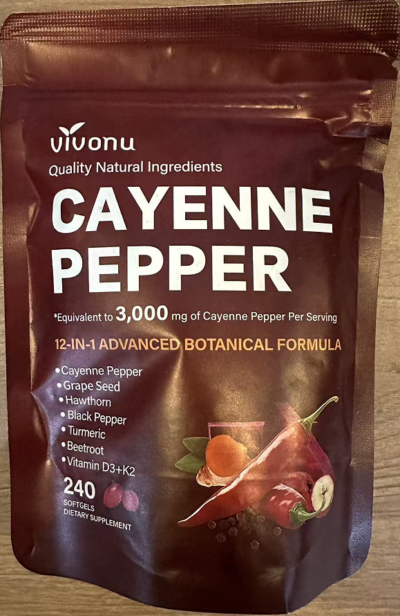 VivoNu Cayenne Pepper Supplement –240 Softgels for Circulation & Vascular Health