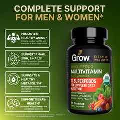 Whole Food Multivitamin for Men – Natural Multi Vitamins Minerals Organic 90ct