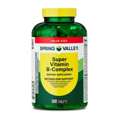 Spring Valley Super Vitamin B-Complex Tablets Supplement Value Size 500 Count