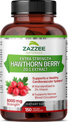 Extra Strength Hawthorn Berry 20:1 Extract, 8000 Mg Strength, 2% Vitexin, 150 Ve
