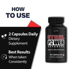 (5 Pack) Steel Power Pills for Men Performance , SteelPower Supplement Capsules