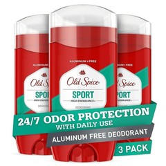 Old Spice Aluminum Free Deodorant For Men, High 3 Ounce (Pack of 3), RED