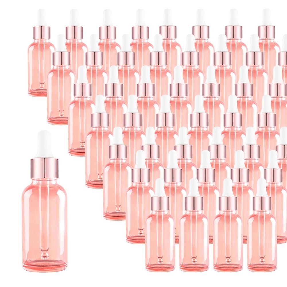 48 Pack 1oz Rose Glass Dropper Bottles, Eye Dropper Bottles with Glass Droppe…