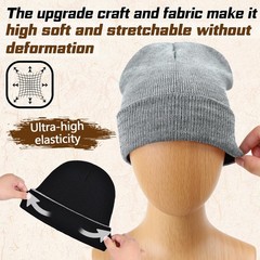 ZOORON 1&2 Pack Unisex Reversible Knitted Beanie Hat for Men Women Warm Winte…