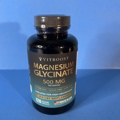 VITBOOST Magnesium Glycinate 500mg High Absorption 120 Count EXP 05/2027