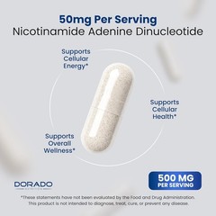 NAD Supplement 500mg of 95% Pure NAD+ Per Serving NMN Supplement, NAD Nicotin…