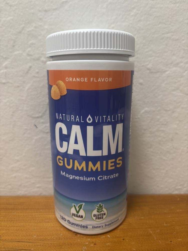NATURAL VITALITY CALM Gummies – Magnesium Citrate 120 Counts Orange Flavor Vegan