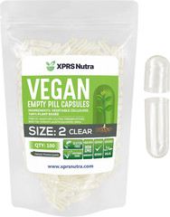 Size 2 Empty Vegan Capsules, 100 Count, Clear – DIY Veggie Pill Filling