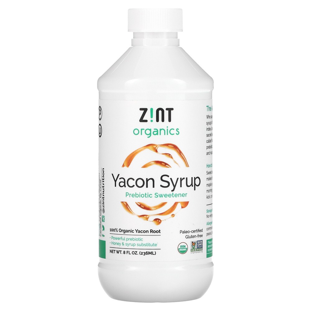 Zint Organic Yacon Syrup Prebiotic Sweetener 8 fl oz 236 ml Dairy-Free,