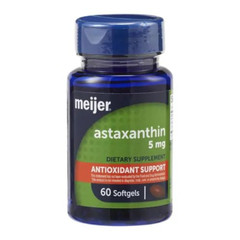 Meijer Astaxanthin 5 mg, For Heart, Eyes, Joints, Skin, 60 Count 2 Month Supply