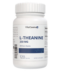 VitaCosmoX L-Theanine 250mg, 120 Capsules, Double Strength Non-GMO, Gluten Free