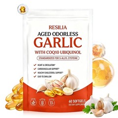 Aged-Resilia Garlic Extract Softgels (60 Count) – Odorless Aged Garlic Extract