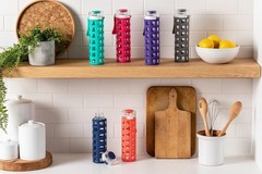 Ello Syndicate 20oz Reusable Glass Water Bottle with 20 Ounces, Bold Blue