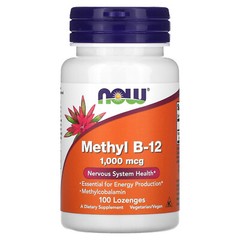 Now Foods Methyl B-12 1 000 mcg 100 Lozenges GMP Quality Assured, Vegan,