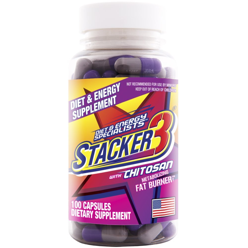 Stacker3 with Chitosan 100 Count Dietary Supplement for Weight Loss Energy Boost