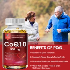 2 Packs CoQ-10 300mg-120 Softgels Coq10 Co Q10 Coenzyme Heart Support NON GMO